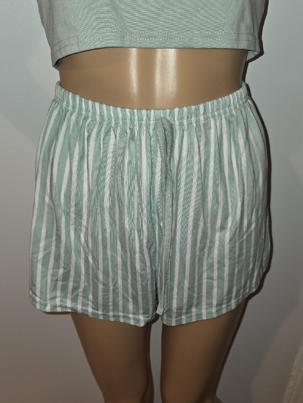 SHEIN Sage Green 'Sleep' Cami & Striped Short Pajama Set - Picture 5 of 5